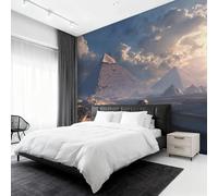 Egyptian Pyramids Wallpaper, Ancient Egypt Wall Mural for Living Room, Bedroom, Non-Woven Wall Papaer Decoration, Photo Wallpaper & Home Decor, 450x315 cm (WxH) K-MZ&6