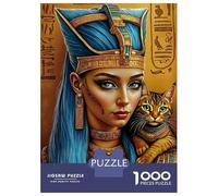 Egyptian Queen Blue Headpiece 1000 Piece Jigsaw Puzzle Cat Jigsaw Puzzle for Adults Relaxing Home 70x50cm/1000pcs