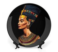 Egyptian Queen Nefertiti Ceramic Decorative Plates for Display Ornaments with Stand for Kitchen Home Decor 7inch