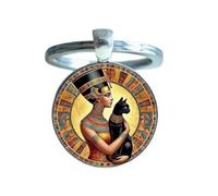 Egyptian Queen Nefertiti & Sacred Cat Keyring, Bag Jewelry.