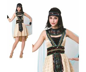 Egyptian Queen Nile Cleopatra Sparkle Princess Ladies Fancy Dress Costume New