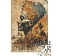 Egyptian Queen, Pyramids in Front of Palm Trees at Sunset Jigsaw Puzzles. 38x26cm/1000pcs Whimsical Challenge Toy for Educational Games Gifts