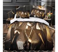 Egyptian Queen Quilt Cover 3D Print Super Soft 3 Pcs Bedding Set Hidden Zipper Ancient Mystic Comforter Cover Ultra Soft Wrinkle-Resistant for Teens Adults Women Kids Girls Boys Single（135x200cm）