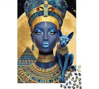 Egyptian Queen with Sphynx Cat Jigsaw Puzzles Puzzles for Adults Kids. 1000 Piece Great Gifts Challenge Toy Educational Game Home Decoration for Educational Games Gifts 52x38cm/1000pcs