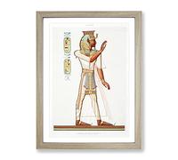 Egyptian Ramses Iii By Emile Prisse D'Avennes Vintage Framed Print | A4 Oak Framed Wall Art | Ready to Hang | Classic Nature Picture | Living Room Bedroom Lounge Office