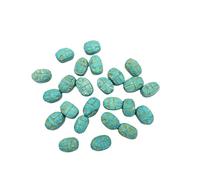 Egyptian Scarab Beads Set of 24 Extra Small - Vertical Drilled - Green Hand-Carved Soapstone - Ancient Egypt Hieroglyphs - Made in Egypt