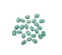Egyptian Scarab Beads Set of 24 XX-Small - Vertical Drilled - Green Hand-Carved Soapstone - Ancient Egypt Hieroglyphs - Made in Egypt
