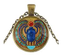 Egyptian Scarab Beetle Pendant Necklace for Men Women,Antique Egypt Scarab Protection Necklace Womens Mens Jewelry Necklace Gift Zinc Alloy Link Chain Faith Necklace 27'' Chain-with Gift Box