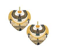 Egyptian Scarab Heart Shaped Christmas Tree Pendants, Ceramic Decorations, Personalized Christmas Ornaments, Novel
