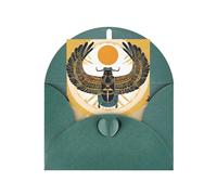 Egyptian Scarab Print Blank Greeting Cards, Love Buttons, Pearl Paper Envelopes Suitable For Various Occasions - Anniversary Cards, Thank You Cards, Holiday Cards, Wedding Cards, Congratulations.