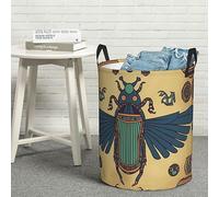 Egyptian Scarab Print Laundry Basket Large Collapsible Circular Laundry Hamper with Handles Waterproof Storage Basket Protable Dirty Clothes Hamper for Various Storage Medium