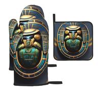 Egyptian Scarab Print Oven Kitchen Gloves Baking Grilling Microwaving Cooking Home Restaurants Gift Set