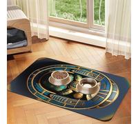 Egyptian Scarab Print Pet Food Mat Absorbent Non Slip PU Leather Feeding Mat for Dogs Cats Rubber Bottom