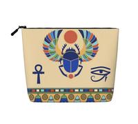 Egyptian Scarab Print Single-Layer Makeup Bag Travel Cosmetic Bag With Zippered Pouches Women Essentials, Black, One Size
