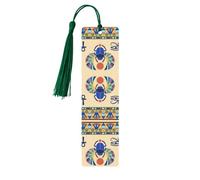 Egyptian Scarab Print Wooden Bookmark Bookmarks with Tassels Book Marks for Reading Hardcover Books Notebooks