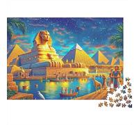 Egyptian Sphinx Pyramid 1000 Piece Jigsaw Puzzle Paper for Adults Night View Puzzle Game for Family 38x26cm/1000pcs