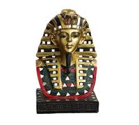 Egyptian Statue - Ancient King Figurine, Decorative Egyptian Bust Resin Desk Ornament | Hand Painted Sculpture with Gold Accents and Royal Helmet for AFF Desk Decor