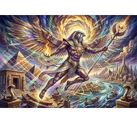 Egyptian Sun God RA 1000 Piece Wooden Jigsaw Puzzle,Gift Idea,Whimsical Challenge,Stress Relief Horus,Great Gifts,Home Wall Decor,Wood,Adults & Kids 14+ (75x50cm)