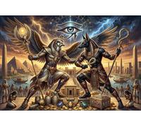 Egyptian Sun God Ra And Anubis 1000 Piece Jigsaw Puzzle,Impossible Challenge,Educational Toy,Premium Cardboard,Adults & Kids 14+,Home Wall Decor,Gift Idea,Stress Relief 38x26cm