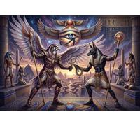 Egyptian Sun God Ra And Anubis 1000 Piece Jigsaw Puzzle,Premium Cardboard,Impossible Challenge,Educational Toy,Home Wall Decor,Gift Idea,Adults & Kids 14+,Stress Relief 38x26cm