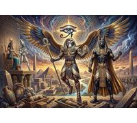 Egyptian Sun God Ra And Anubis 1000 Piece Jigsaw Puzzle,Stress Relief,Impossible Challenge,Gift Idea,Home Wall Decor,Premium Cardboard,Educational Toy,Adults & Kids 14+ 52x38cm