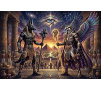 Egyptian Sun God Ra And Anubis 500 Piece Wooden Jigsaw Puzzle,Adults & Kids 14+,Impossible Challenge,Gift Idea,Home Wall Decor,Wood,Educational Toy,Stress Relief (52x38cm)