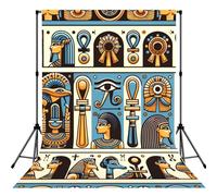 Egyptian-Symbolic-Heritage 5x7ft Photography Backdrop, Photo Background With Rod Pocket, Foldable Studio Backdrop For Birthday, Wedding, Party Decoration