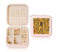 Egyptian Tradition Small Jewellery Box Ancient PU Leather Travel Jewellery Organizer for Women Girls Storage Case for Rings Earrings Necklaces Bracelets