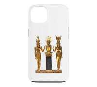 Egyptian Trinity Golden Horus Osiris and Isis Statue Case for iPhone 13