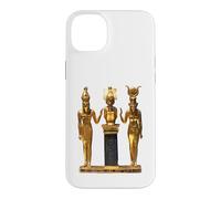Egyptian Trinity Golden Horus Osiris and Isis Statue Case for iPhone 14 Plus