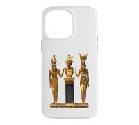 Egyptian Trinity Golden Horus Osiris and Isis Statue Case for iPhone 14 Pro Max