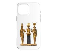 Egyptian Trinity Golden Horus Osiris and Isis Statue Case for iPhone 16 Pro Max