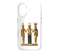 Egyptian Trinity Golden Horus Osiris and Isis Statue Case for iPhone 17