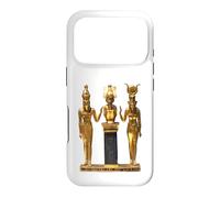Egyptian Trinity Golden Horus Osiris and Isis Statue Case for iPhone 17 Pro