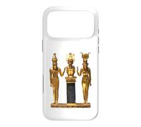 Egyptian Trinity Golden Horus Osiris and Isis Statue Case for iPhone 17 Pro Max