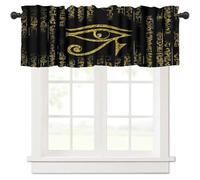 Egyptian Window Valance Curtain,Vintage Ancient Egypt Hieroglyphics Pharaoh Pattern Ethnic Traditional Short Kitchen Window Treatment Valances for Kitchen Dinning Living Room Bedroom 54x18in