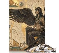 Egyptian Winged Goddess Hieroglyphs Wooden Jigsaw Puzzle 300 Pieces