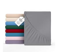 EGYPTO 100% Brushed Cotton Flannelette Double Fitted Sheets - 25cm / 10" Deep Fitted Sheet - Soft & Breathable - Thermal Bed Sheets (25cm / 10", Grey)
