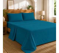 Egypto 100% Brushed Cotton Flat Sheet Double - Soft & Cozy Flannelette Flat Sheets - Thermal Flat Bed Sheet with Anti-Allergy Properties (Teal, Double)