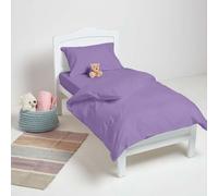 EGYPTO 3Pcs Cot Bed Duvet Cover Set 100% Egyptian Cotton | Include 1 x Duvet Cover, 1x Fitted Sheet and 1x Pillowcase | 200 Thread Count Toddler Cot Bedding, Kids Quilt Comforter Cover(Lilac)