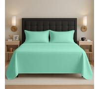 Egypto Easy Care Luxury Bedding Flat Sheets Double - Breathable & Hypoallergic Flat Sheets - Shrinkage & Fade Resistant Flat Bed Sheet Mint
