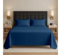 Egypto Easy Care Luxury Bedding Flat Sheets Double - Breathable & Hypoallergic Flat Sheets - Shrinkage & Fade Resistant Flat Bed Sheet Royal Blue
