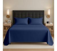 Egypto Easy Care Luxury Bedding Flat Sheets Single - Breathable & Hypoallergic Flat Sheets - Shrinkage & Fade Resistant Flat Bed Sheet Navy