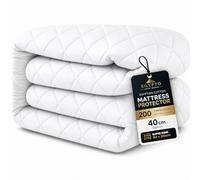 Egypto Egyptian Cotton Quilted Mattress Protector Single | 40cm Extra Deep Skirt | Hollowfibre Filled Box Quilting Single Mattress Cover | 200 Thread Count | Breathable & Anti-Allergy (190 × 90 Cm)