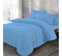 EGYPTO Fleece Teddy Bear Duvet Cover Set - Warm, Soft & Fluffy Duvet Cover with Matching Pillowcases, Teddy Bear Fleece Bedding Set, 4 Corner Ties with Button Closure (Baby Blue, Single)