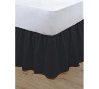 Egypto Frilled Design Base Valance Platform Bed sheet - FIT Over Base 16” Deep Fit, Polycotton Bedding (King Base Valance, Black)
