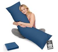 EGYPTO Living Orthopaedic 4.6ft Bolster Pillow (19”x54”) - Hypoallergenic Long Pillow - Soft & Breathable Full Body Pillow with Mid Blue Pillowcase