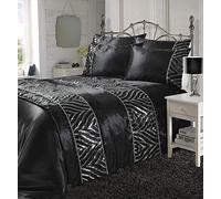 EGYPTO Luxury Printed Shimmer Design Duvet Cover - Bed Runner Comforter for Bedding (Black)