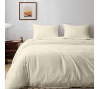 EGYPTO Microfibre Duvet Cover Set - Hypoallergenic & Breathable King Duvet Cover with 2x Pillowcases - Soft & Lightweight Cream Bedding Set - Button Closure Design - Quilt Cover (King 230x220cm)