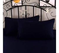EGYPTO Pair of Premium Deep Quilted Bounce Back Pillows, Includes FREE complimentary pillow case - 12 Colours to Choose From (Navy)